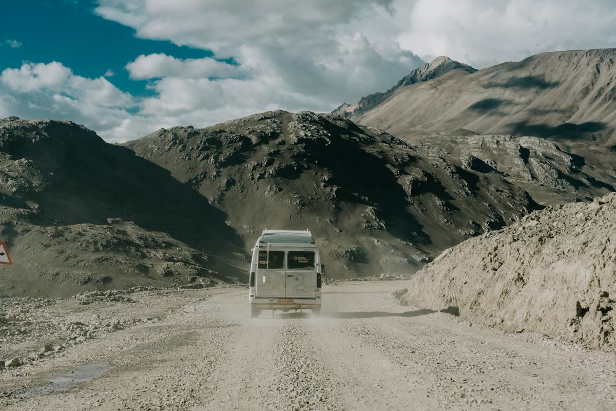 Mountain road journey used for overland entry planning