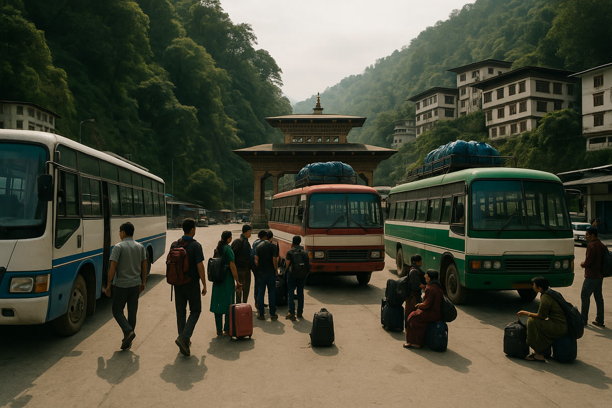 Green valley backdrop for stay and transport choices